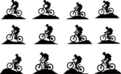 Mountain Bike Action Silhouettes Vector Bundle