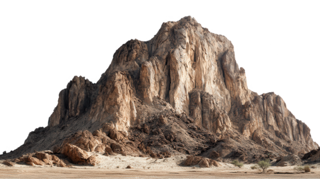 Jagged rocky mountain peak isolated on transparent background