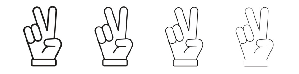 Hand peace icon collection. Line vector sign, symbol for web and mobile