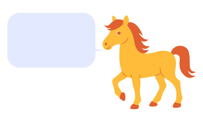 吹き出しフレーム付きのかわいい馬の年賀状イラスト素材（干支・午）