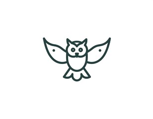 Simple line art of a flying owl