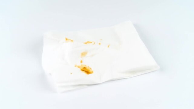 White tissue with stain