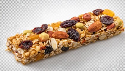 A Granola Bar With Mixed Nuts And Dried Fruits On A Transparent Background