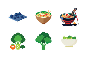 Vibrant assortment of fresh foods and asian cuisine