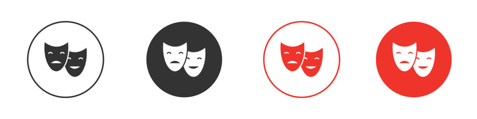 Theater masks icon solid pictogram. Vector isolated illustration