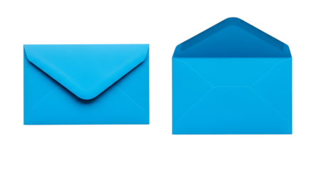 Two Blue Envelopes cutout png isolated on a transparent background