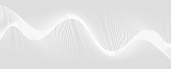 Abstract white background with dynamic wavy lines, Digital future technology concept background. vector illustration