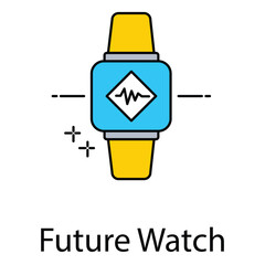 Future Watch Vector Icon Depicting Futuristic Smart Wearable Digital Health Tracking Device