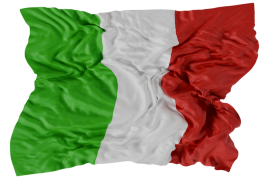 3d render Italian national flag with green, white, and red vertical stripes waving in the wind, symbol of patriotism, unity, culture, and European identity