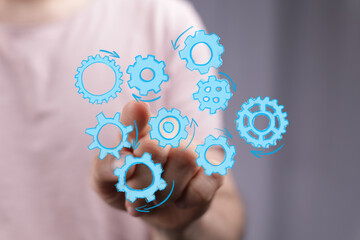 Image of gears symbolizing teamwork, collaboration, workflow, and efficient processes. Ideal for business, technology, and project managem