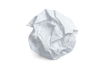 Naklejka premium Crumpling graph paper, forming a paper ball, representing mistakes, waste, and discarded ideas on transparent background