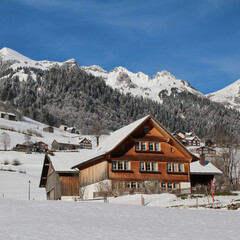 Beautiful timber chalet in the Toggenburg Valley, Switzerland.
