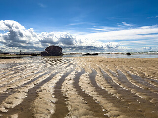 plowed field and blue sky