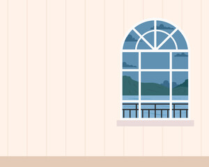 Illustration of a landscape View from a Window at the night