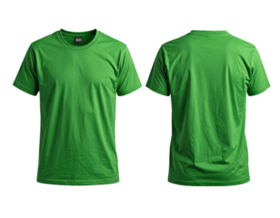 Front and back view of a solid green short-sleeved crew-neck cotton t-shirt