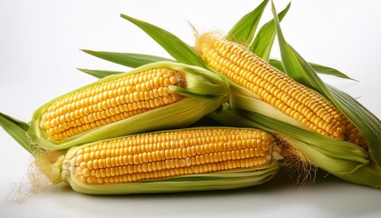 Corn Cobs On White Background