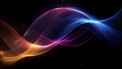 Obraz premium Colorful Flowing Waves With Shimmering Details Create A Smooth Abstract Design In A Dark Background