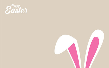 Happy easter background template minimalist design with rabbit ears.