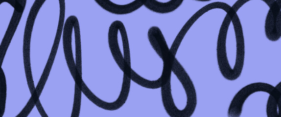 Black abstract scribble lines on pastel background. Hand drawn bold marker strokes. Spiral halftone banner. Grunge graphic art texture.
