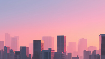 Obraz premium City skyline silhouette at colorful sunset sky.