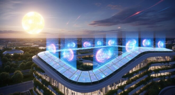 Futuristic Self-Driving Car on Elevated Highway in Urban Cityscape at Sunset - Powered by Adobe