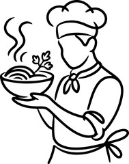 Chef Serving Hot Dish Culinary Excellence in Every Line