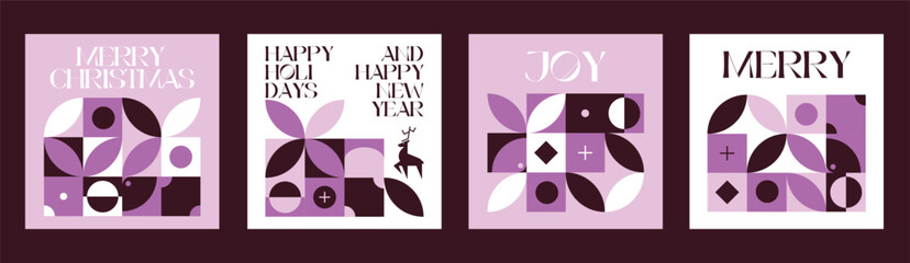 Merry Christmas And Happy New Year Vibrant Abstract Minimalist Geometric Poster Design Collection