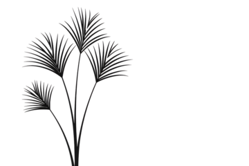 Elegant minimalist line art of feathery grass stalks swaying gently, perfect for serene, natural, and modern design projects.