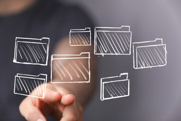 Abstract image depicting data management, organization, and digital files.  Perfect for technology...