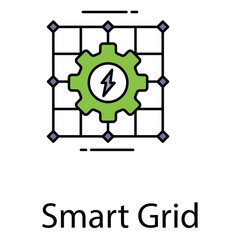 Smart Grid Vector Icon Representing Digital Electricity Network and Sustainable Power