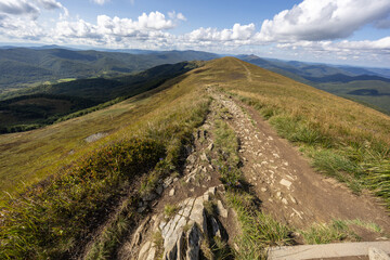 Hiking along the red trail to the highest peak of the Bieszczady Mountains - Tarnica