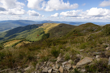 Hiking along the red trail to the highest peak of the Bieszczady Mountains - Tarnica