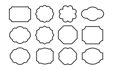 collection of vintage decorative frame shape. Set of vintage label and badges shape collections. Vector illustration. Blank Stickers and Label Frames Set