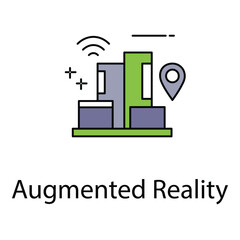 Augmented Reality Vector Icon Representing Interactive Digital World and Smart Virtual Technology