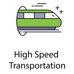 High Speed Transportation Vector Icon Representing Futuristic Rail Travel and Rapid Mobility