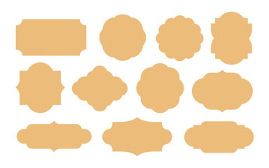 collection of vintage decorative frame shape. Set of vintage label and badges shape collections. Vector illustration. Blank Stickers and Label Frames Set