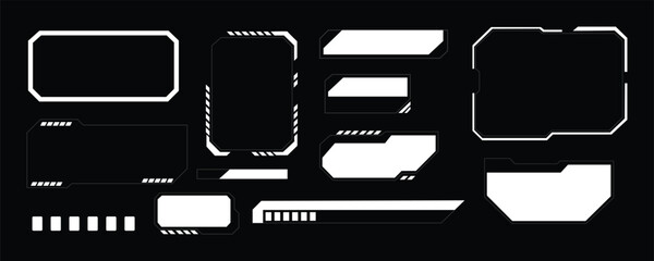 Tech ui frames. digital interface HUD elements set pack. User Interface, frame screens. HUD FUI Design element. vector illustration