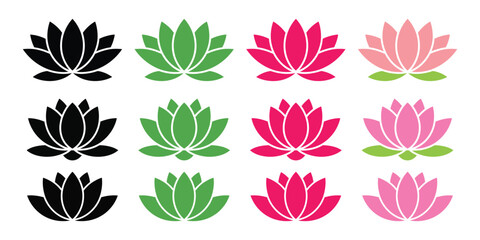 lotus flower icon set. vector illustration 