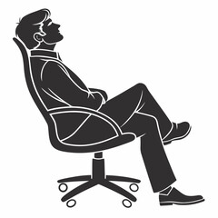 Man relaxing in office chair silhouette resting