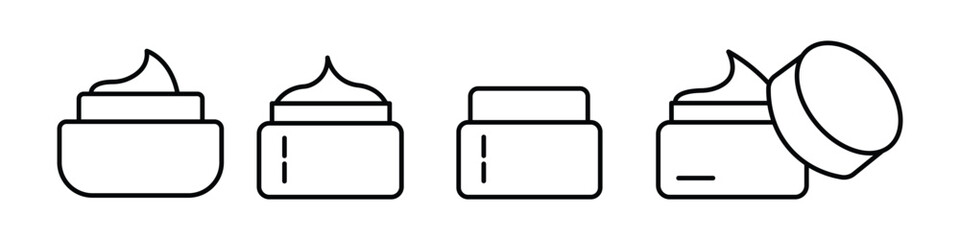 set of cream jar line icon. cosmetic product container line icon set. vector illustration 