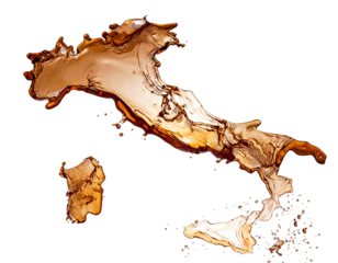A fluid, translucent liquid shaped like a country's geographical outline