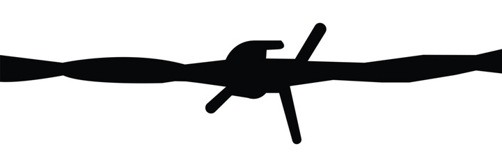 barbed wire fence silhouette. Vector art of barbed wire fence for security concept