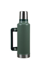 Classic green insulated thermos bottle product.