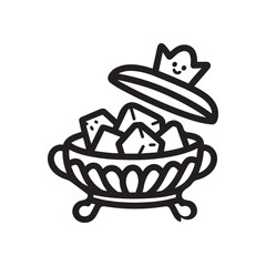 Cute Cartoon Royal Myrrh Gift in Open Vessel Silhouette Design.