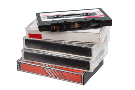 Collection of retro music recording media.