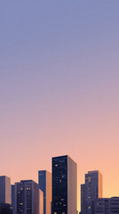 City skyline silhouette at colorful sunset sky.