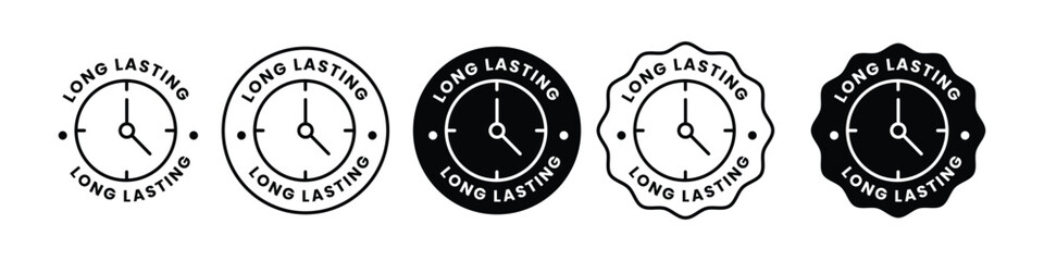 Long lasting icons set, logo, label, badge, sticker, symbol, emblem, stamp. Long lasting badge set. Pharma or beauty label for product packaging design. vector illustration 