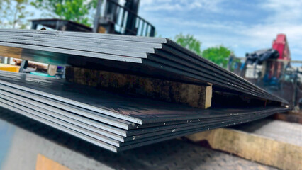 Fototapeta premium Black Steel Plates for Industrial Construction