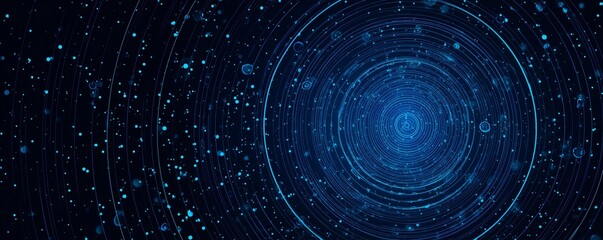 Abstract Circular Blue Wave Pattern on Dark Background