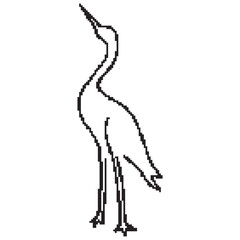 stork pixel icon, 8-bit. Isolated vector illustration.